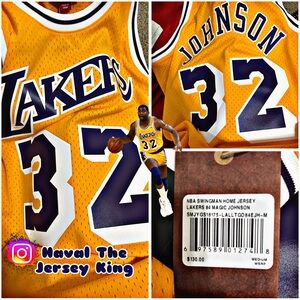 Lakers Magic Johnson Mitchell & Ness Gold Hardwood Classics Swingman Jersey